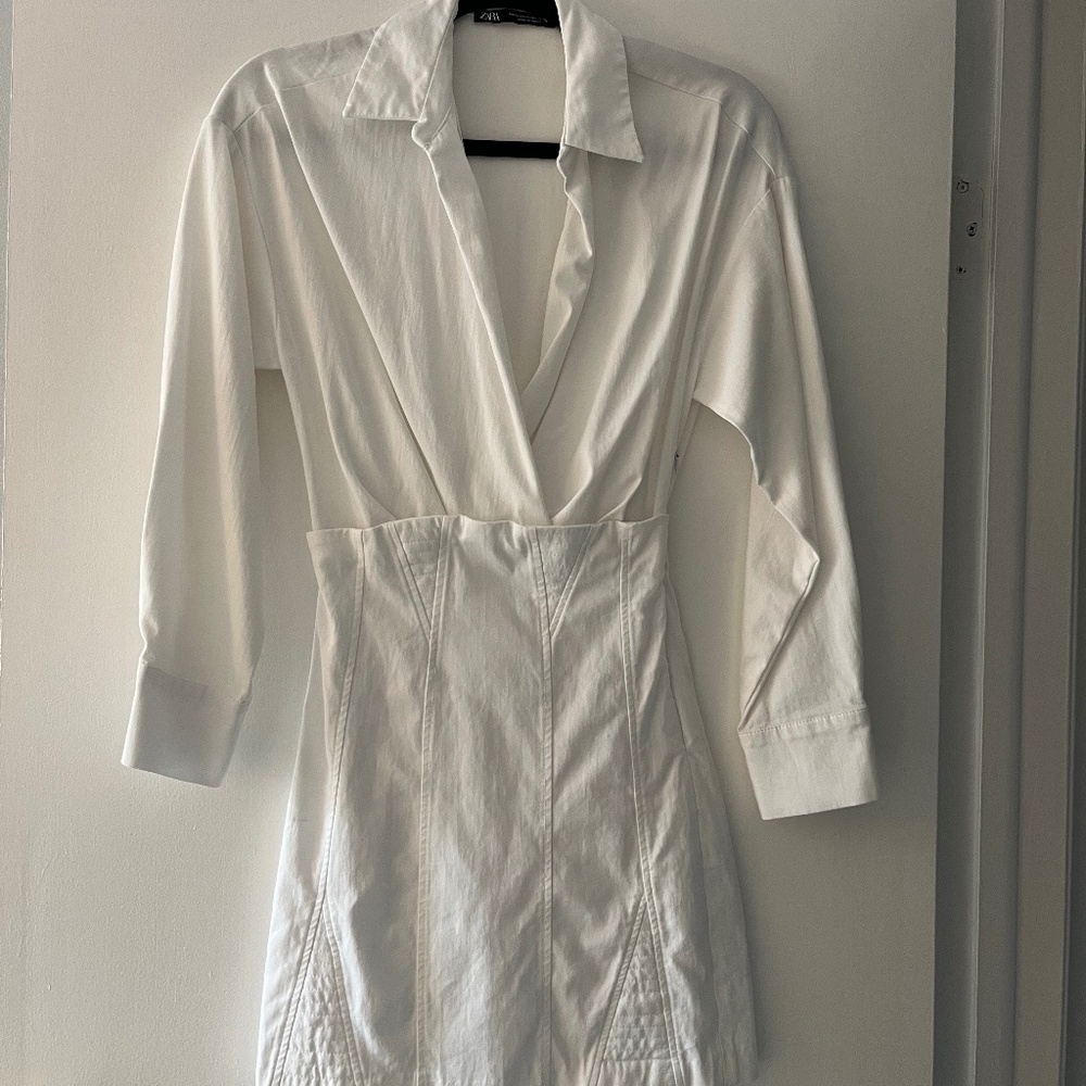 Zara White Blouse-and-Skirt Combo Dress – XS